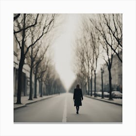 Woman Walking Down The Street Canvas Print