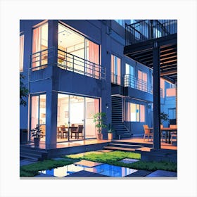 House At Night 1 Canvas Print