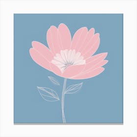 A White And Pink Flower In Minimalist Style Square Composition 158 Canvas Print