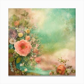 Shabby Chic Dreamy Mist Pastel Junk Journals Mint (2) Canvas Print