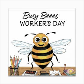 Busy Bees Office Hive Print Art - Buzz Up Your Celebration With Our Busy Bees Office Hive Print Art For International Workers Day! Picture Diligent Bees In Business Attire, Turning Your Space In Canvas Print