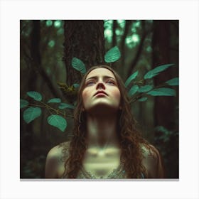 Portrait Of A Woman In The Forest Canvas Print