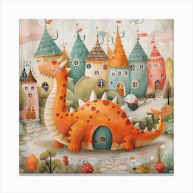 Dragon In A Castle Canvas Print