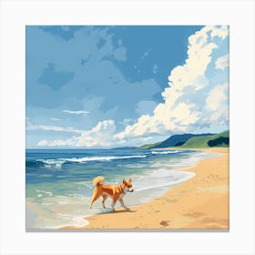Dog On The Beach Canvas Print