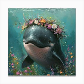 Whale With Flowers On Its Head Leinwandbilder