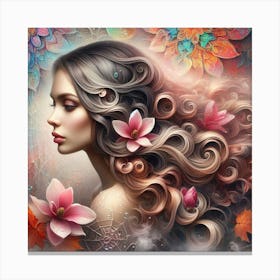 Fantasy Girl With Flowers Canvas Print