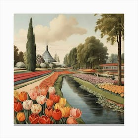 Tulips In The Garden art print Canvas Print