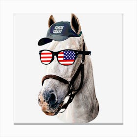 Trending Funny Horse Racing Vintage Horse American Flag Canvas Print