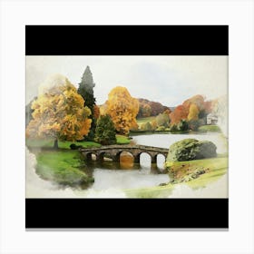 Watercolour Of A Bridge Canvas Print