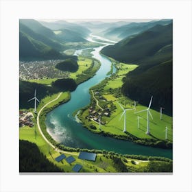 Wind Turbines In The Mountains Canvas Print