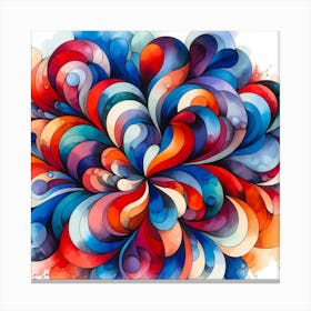 Watercolor Abstract Flower Leaves Wall Art Canvas Print