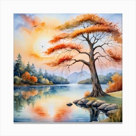 Autumn Tree By The Lake 1 Canvas Print