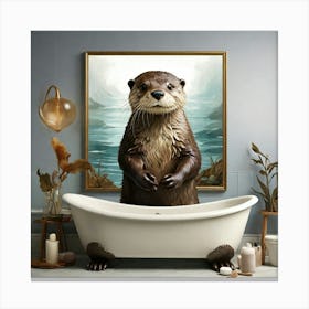 Otter In The Bath Canvas Print