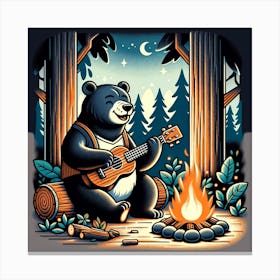 Bear Playing Guitar Canvas Print