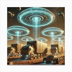 A Futuristic Sci Fi Scene Showcasing Trade Shield Modules Canvas Print