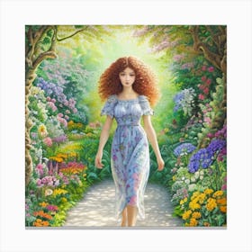 Girl In A Garden 19 Canvas Print