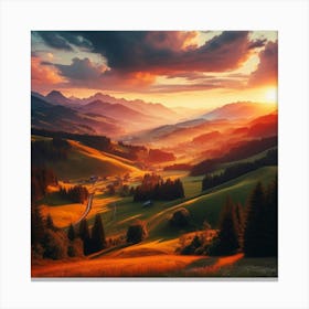Sunset In The Mountains 4 Canvas Print