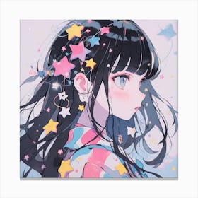 Anime Girl With Stars 1 Canvas Print