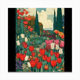 Tulips In The Garden 1 Canvas Print