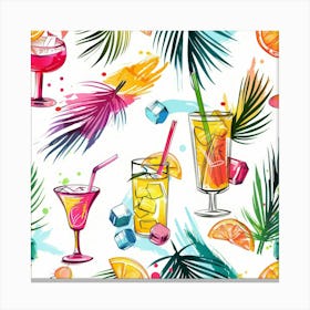 Tropical Drinks Seamless Pattern 3 Canvas Print