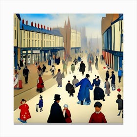 lots of Little People On The Street Canvas Print