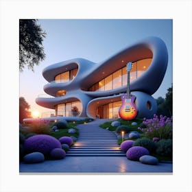 Futuristic House With Guitar 1 Canvas Print