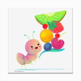 Cute Ant And Fruits Canvas Print