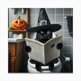 Witch Reading A Newspaper 6 Canvas Print
