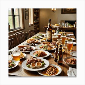 A Well Set Table Filled With An Array Of Delicious Food With A Clear Focus On A Prominently Placed B 2134749279 Canvas Print