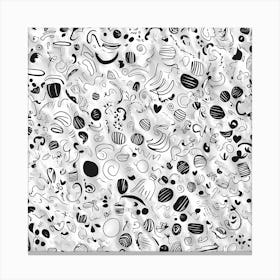 Black And White Doodles 1 Canvas Print