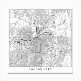 Kansas City White Map Square Canvas Print