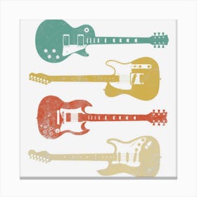 Vintage Electric Guitars Distressed Men Women Kids Canvas Print