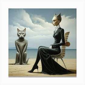 Cat And Woman Canvas Print