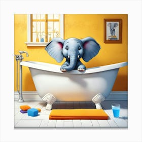 Elephant In Bathtub 4 Canvas Print