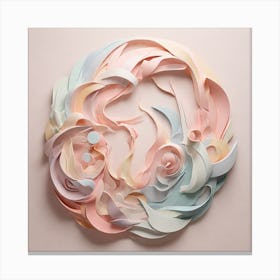 Paper Art _ Abstract Shape Using Light Pastel Col 2 Canvas Print