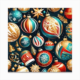 Christmas Ornaments Seamless Pattern Canvas Print