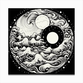 Moon And Waves 20 Canvas Print