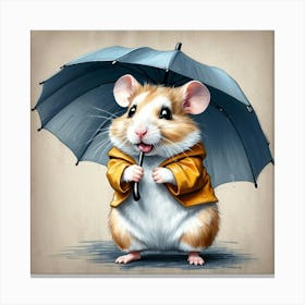 Hamster With Umbrella 4 Canvas Print