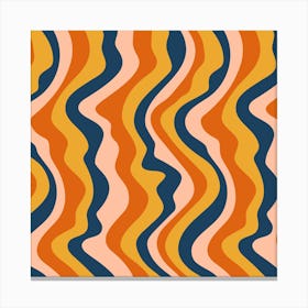 GOOD VIBRATIONS Groovy Mod Wavy Psychedelic Abstract Stripes in Warm Retro Desert Colours Terracotta Navy Ochre Blush Canvas Print