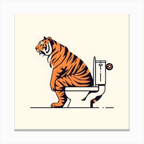 Tiger On Toilet Illustration 1 Canvas Print