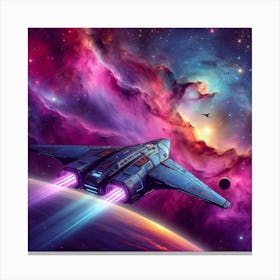 Spaceship In Space 9 Canvas Print