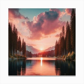 Sunset Over Lake 48 Canvas Print