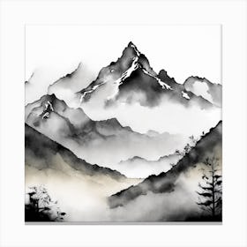Firefly An Illustration Of A Beautiful Majestic Cinematic Tranquil Mountain Landscape In Neutral Col (13) Canvas Print