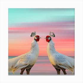 Pheasants At Sunset Canvas Print