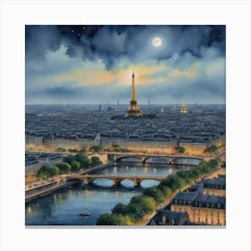 Parisian Dreamscape Paris At Night Canvas Print