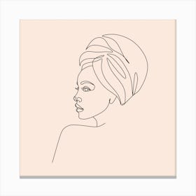 Woman In Towel Line Art Canvas Print