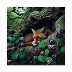 Fox In The Forest 4 Canvas Print