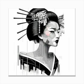 Geisha Head - Abstract Line Art Illustration 20 Canvas Print