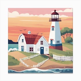 Lighthouse At Sunset Canvas Print