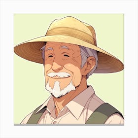 Old Man In A Straw Hat Canvas Print